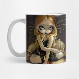 Creepy Cute Goth Fairy on Pile of Skulls Mug